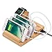 Apple Watch Stand Bamboo Charging Station for Multiple Devices, Yome Wood Docking Station Organizer Stand with 3 USB Ports, Holder Cradle for iWatch & iPhone X, 8, 7, 6s & Tablet & iPad