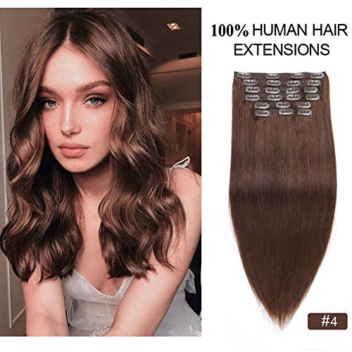 Clip in hair extensions chocolate brown, re4u hair 18&q…