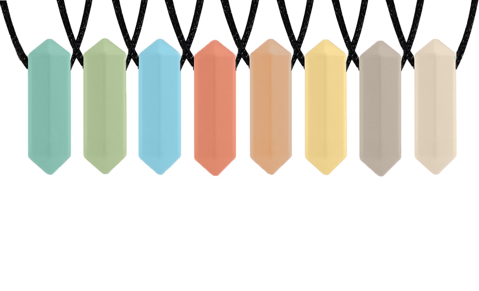 Crayon Sensory Necklace 8 Pieces - Best for Kids or Adults that Like Biting or Have Autism - Perfectly Textured Silicone Chew Necklace - Chewing Pendant for Boys & Girls