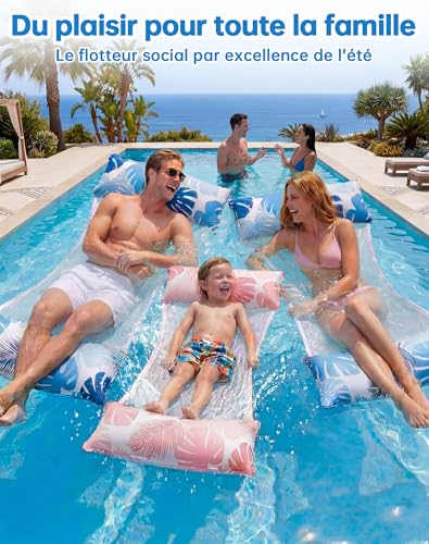 Wincany XL Inflatable Swimming Pool Buoy Set of 2, Mattresses with Net for Adults, Adult Swimming Pool, Water Hammock Ideal for Beach, Sea, Summer Holidays and Leisure