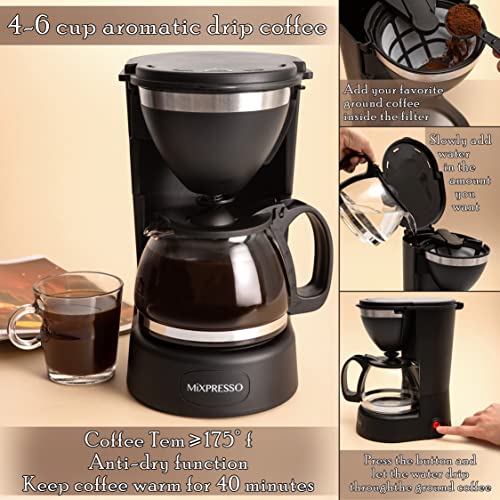 Mixpresso 5Cup Drip Coffee Maker, Electric Coffee Pot Machine