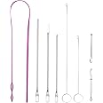 8-Piece Sewing Threader Set: Metal Drawstring Threaders, Loop Turner Hooks, Tweezers, and Flexible Plastic Threader Suitable for Jackets, Coats, Pants, Hoodies, Sweaters and More