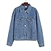 Dasior Women's Denim Jacket Long Blue Jean Jackets Button Down Casual Boyfriend Oversized Loose Coat (Blue, Large)