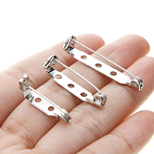 KeyZone 100 Pieces Silver Tone 0.75 Inch Locking Pin Backs Clasp Brooch for Badge Crafts, Jewelry Crafting - Thumbnail 5