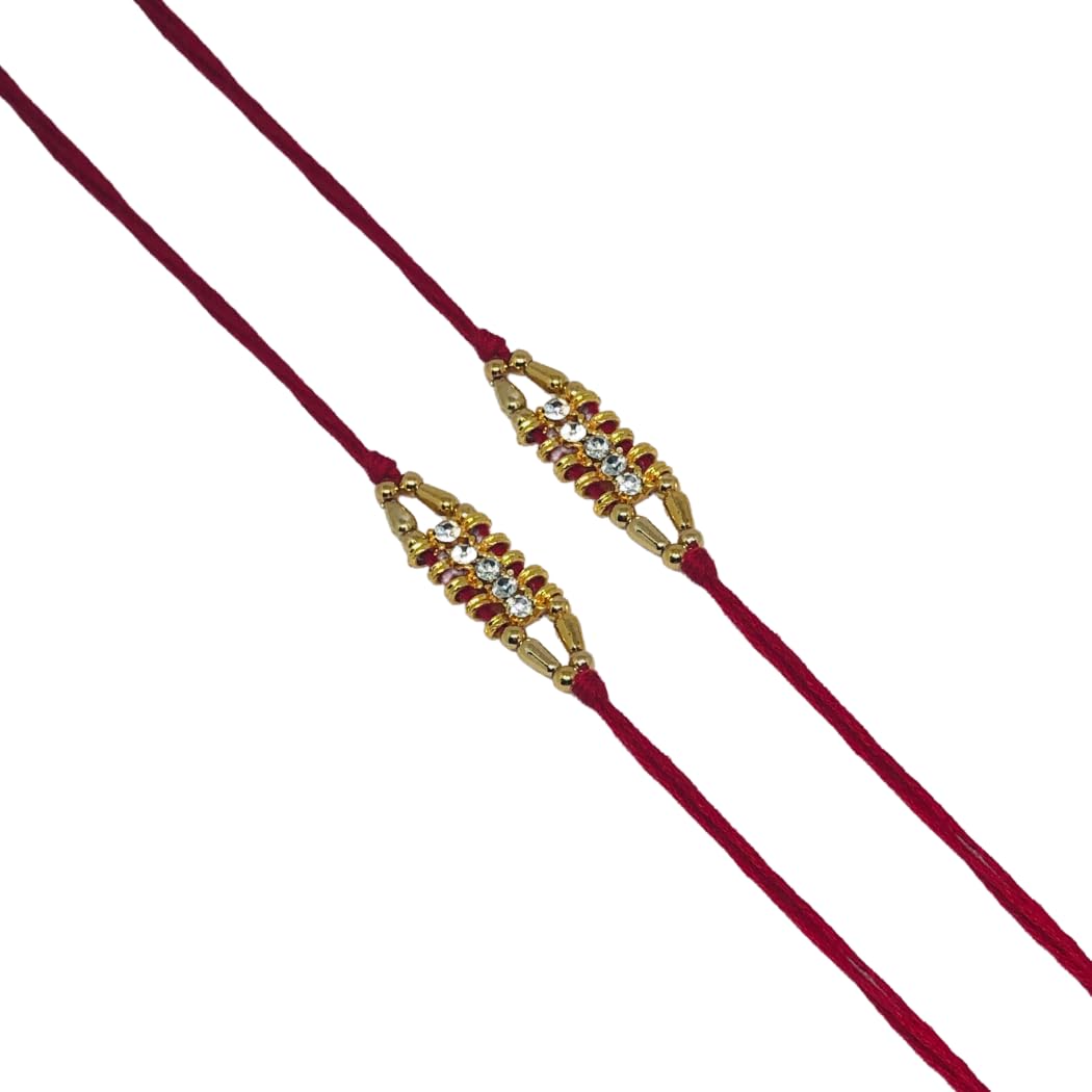 Set of Three Rakhi, 7 Stone Rakhi thread, Raksha bandhan Gift for your Brother, Red Color Thread.