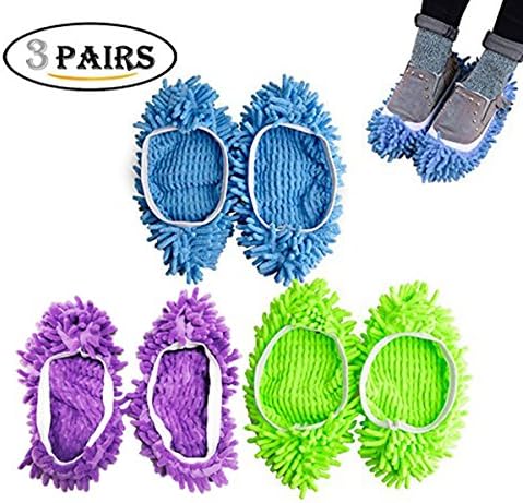 6pcs (3 Pairs) Mopping Slipper Shoes Cover, Mop Shoes Washable Floor Dusting Cleaning Shoes for Bathroom, Office, Kitchen, House Polishing Cleaning