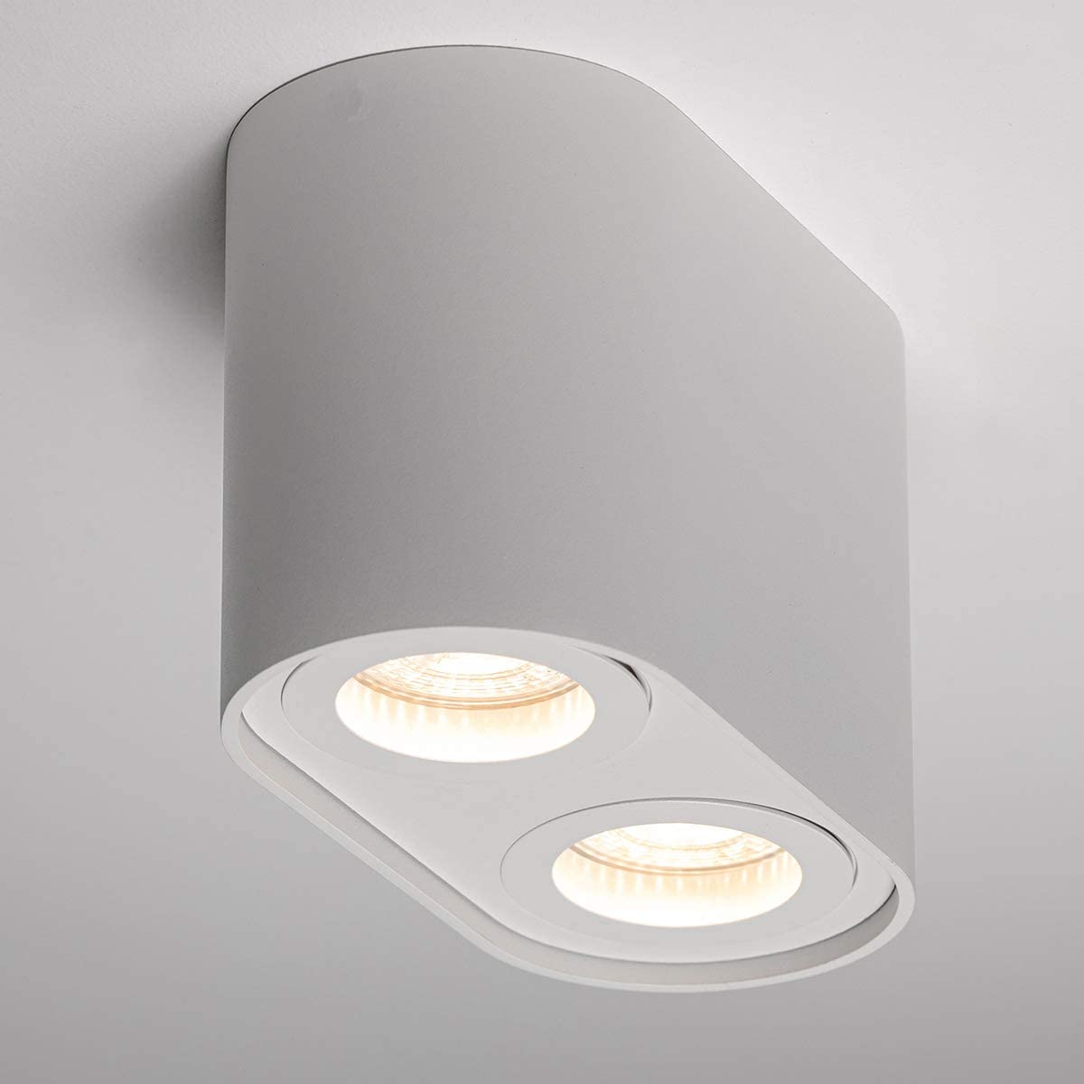 CGC Lighting White Twin Round Cylinder Surface Mount Ceiling Spotlight Downlight High End Hotel Style Double Spot Down Light