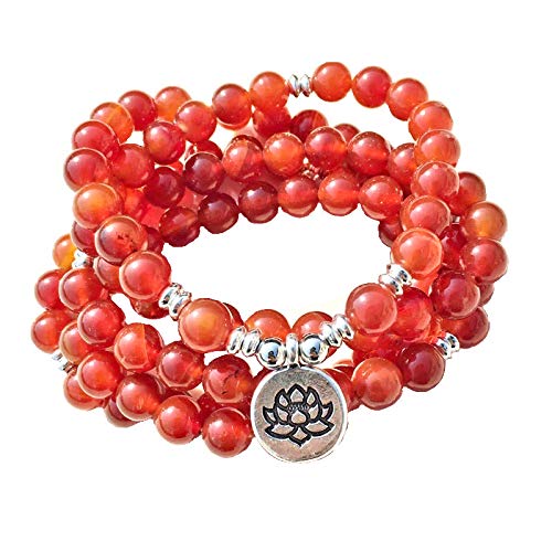 image for Yoga_Girl_USA Root Chakra Red Carnelian Mala & Lotus Charm 108 Beads 8