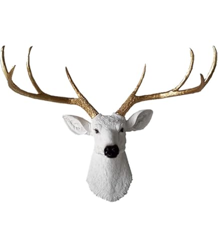 Amazon.com: Pine Ridge 中型白色鹿頭帶金色鹿角- 獨特的動物友好型輕