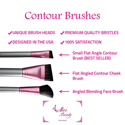 Nose Contour Brush Contouring Makeup Brush Set - Sculpting Blending Real Brush Hair Angled Blush Techniques Dramatic Cheekbones Highlighting Bronzer Palette Powder Concealer Foundation Cream