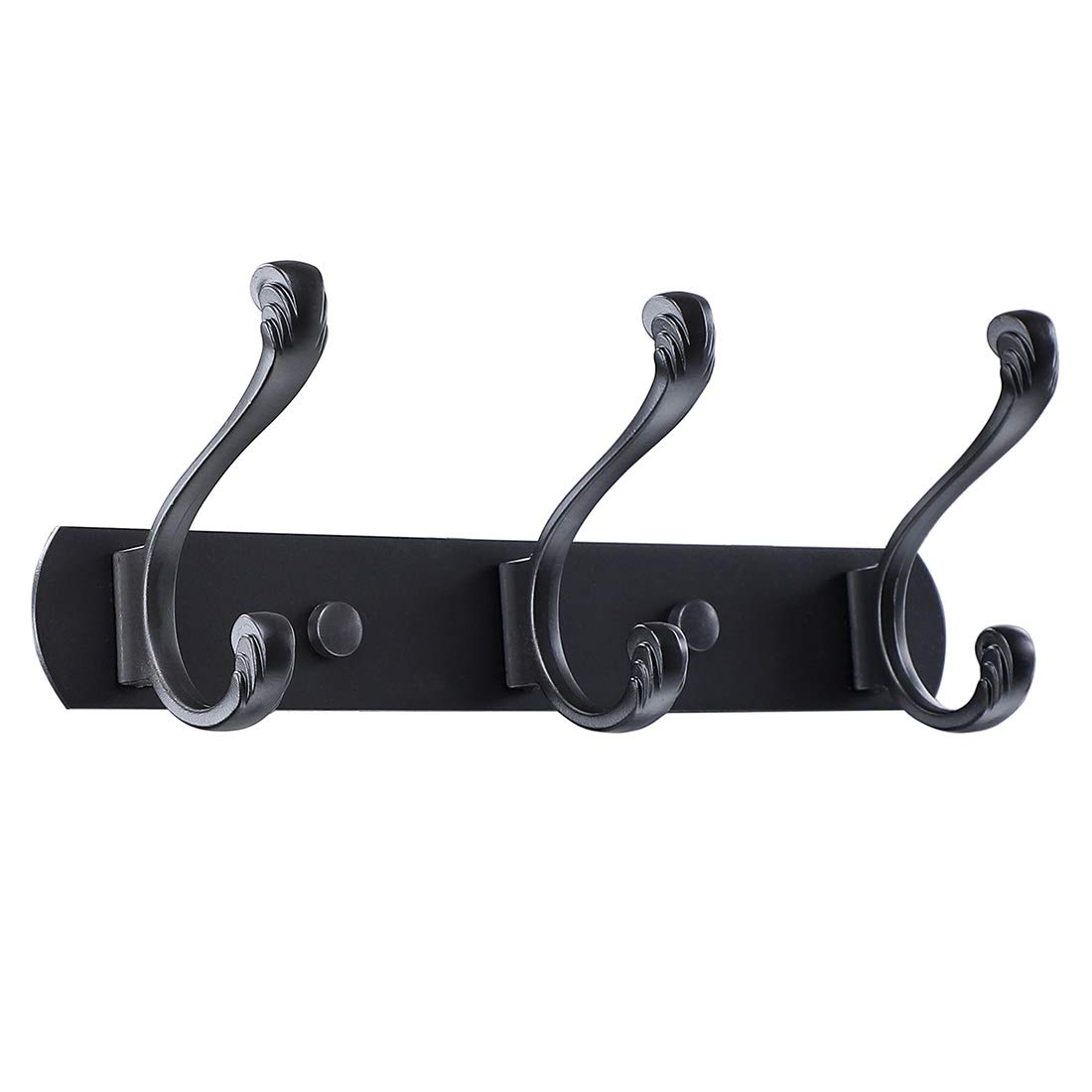 sourcing map Coat Rack Wall Mounted - Stainless Steel, Metal Coat Hook Rail for Coat Hat Towel Purse Robes Mudroom Bathroom Entryway, Black-A 3 Hooks