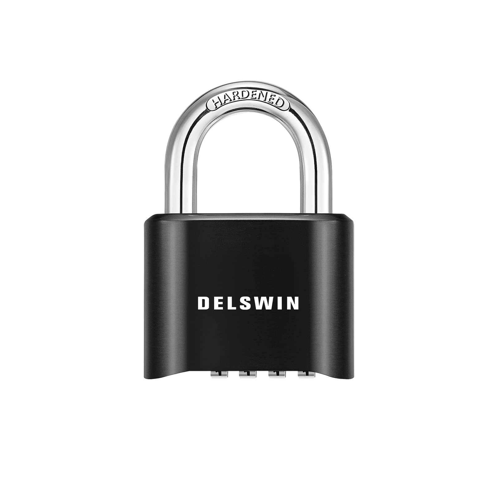 Photo 1 of DELSWIN 4-Digit Combination Lock Outdoor Padlock - Heavy Duty Locker Lock with Hardened Steel Shackle, Waterproof Combo Lock for Gym Locker, Hasp Storage, Shed, Fence, Gate (Black,1Pcs)