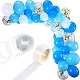 Tatuo 112 Pieces Balloon Garland Kit Balloon Arch Garland for Wedding Birthday Party Decorations (White Blue)