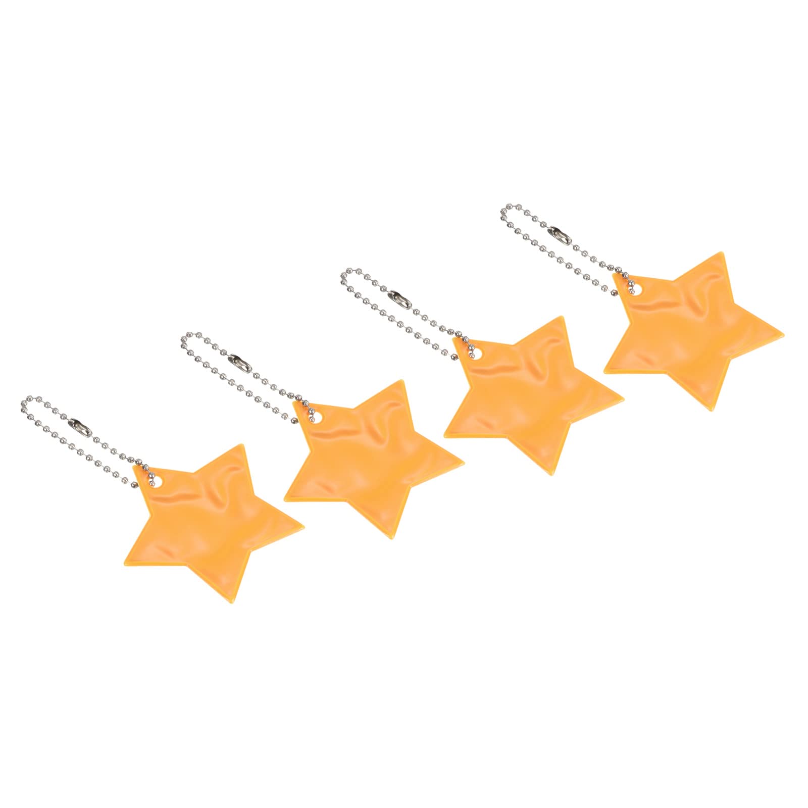 PATIKIL Safety Reflector, 4 Pack Star Pendant PVC Reflective Gear Keychain for Backpack Bag Jacket, Yellow