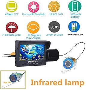 Ayanx Détecteur De Poisson Avec Capteur, 4,3 ‘pouces 15m / 30m 1000tvl Kit De Caméra Vidéo De Pêche Sous-marine, 12 Pcs Led Light Underwater Hd Monitor Pour La Glace, Le Lac, La Pêche En Bateau, 15