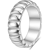 MYNENEY Thick 14K Gold Plated Stackable Signet Ring Filled Chunky Eternity Wedding Statement Band Rings for Women