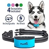 Bark Collar by Pawious - Humane No Shock Rechargeable Anti Barking Collar for Small and Medium Dogs - 4 Color Faceplates, No Harmful Prongs, Beep + Vibration, 7 Sensitivity levels