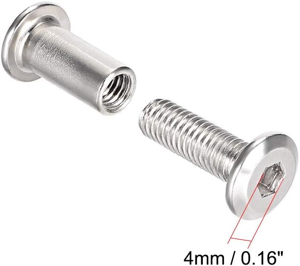 sourcing map Screw Post Fit for 5/16"(8mm) Hole Dia, Male M6x16mm Binding Bolts Leather Fastener Carbon Steel 10 Sets - Image 4