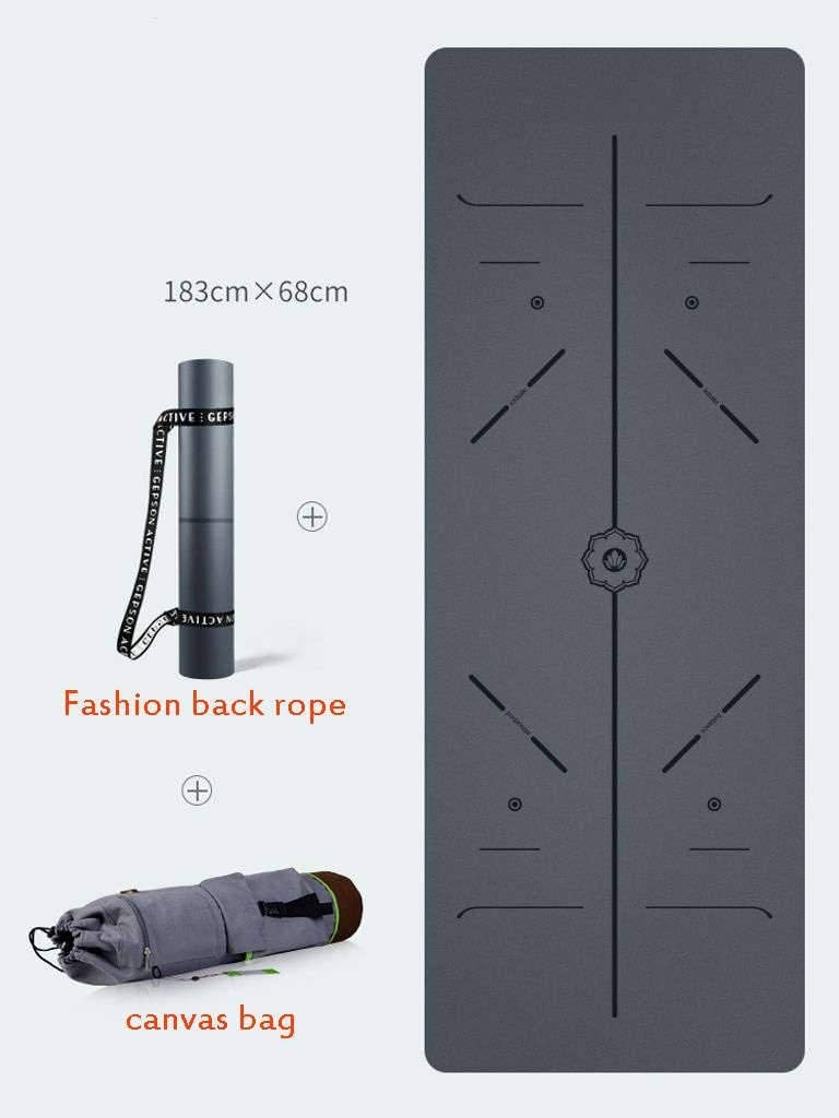 Yoga Mat, Non Slip Pilates Mat TPE Eco Friendly Exercise Mat with Body Alignment Lines, Carrying Strap for Floor Workout