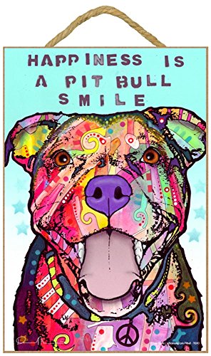 Pitbull Sign - Happiness is a Pitbull Smile 7 x 10.5