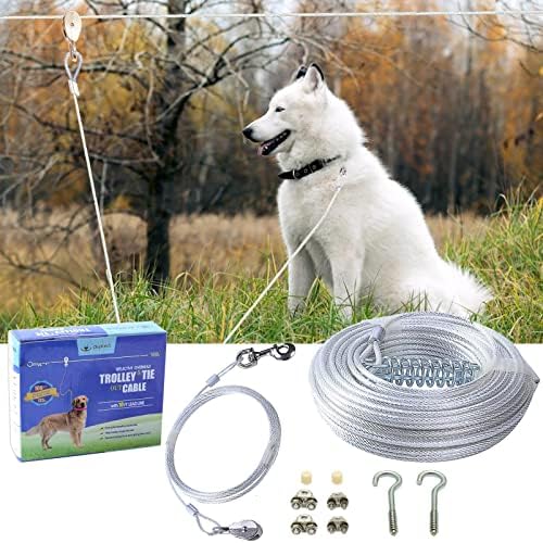 PUPTECK Reflective Dog Run Cable 100 ft Heavy Weight Tie Out Cable