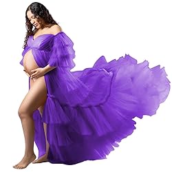 Tianzhihe Fluffy Tulle Maternity Robe for