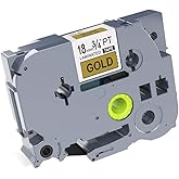 IDIK 1PK Black on Gold Standard Laminated Label Tape Compatible for Brother P-Touch TZe-841 TZ841 TZe841(18mm x 8m)