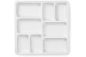 MEEDEN 8-Well Ceramic Artist Paint Palette, Square Porcelain Watercolor Palette, White Ceramic Mixing Tray for Gouache Painting, Oil Painting, Acrylic Painting & Tempera Painting, 7"× 7"× 0.9"