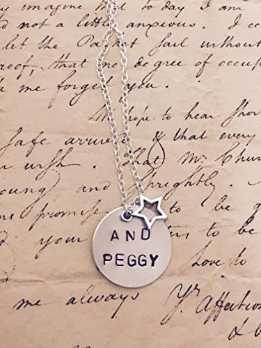 HAMILTON the Musical AND PEGGY Silver stamped necklace with Silver star charm