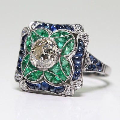 Fashion 925 Silver Blue Sapphire White Topaz Ring Wedding Bridal Women Jewelry (10)