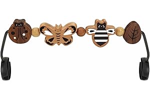 iGRATENS Baby Bjorn Bouncer Toy Bar - Toy Bar for Baby Bouncer Soft & Bliss, Easy to Attach and Remove, 360°Rotating Natural Wooden Toys, Exciting Design for Curious Babies, Insects Paradise