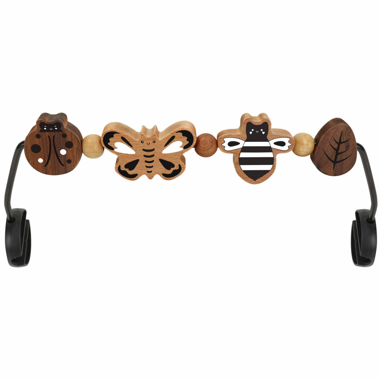 iGRATENS Baby Bouncer Toy Bar - Toy Bar for Baby Bouncer Soft & Bliss, Easy to Attach and Remove, 360°Rotating Natural Wooden Toys, Exciting Design for Curious Babies, Insects Paradise