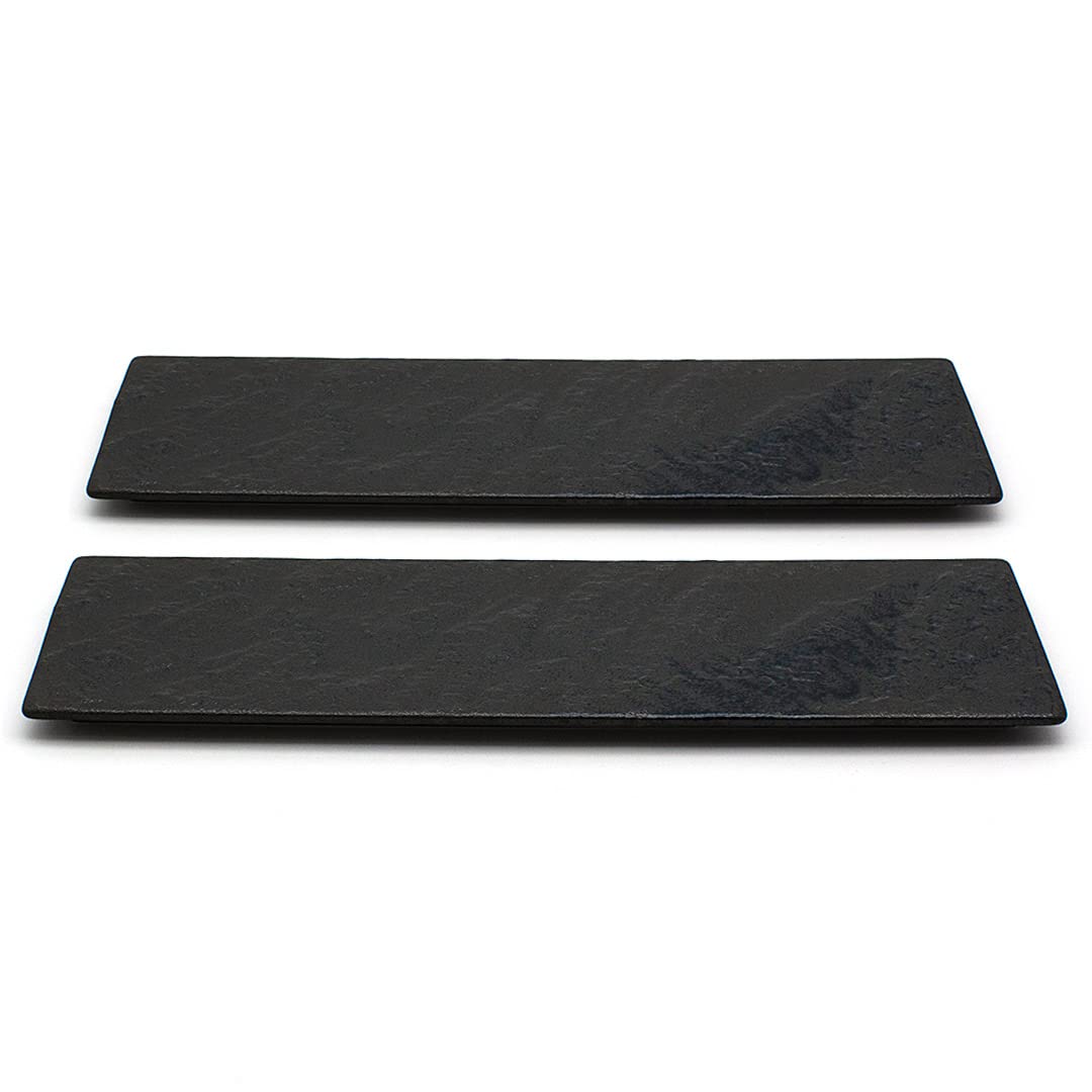 TIKUSAN Serving Platters Sushi Plate Set of 2 Rectangle Plates Made in Japan Ceramic Plates for Dinner Party Restaurant for Appetizer Meat Dessert (Black)