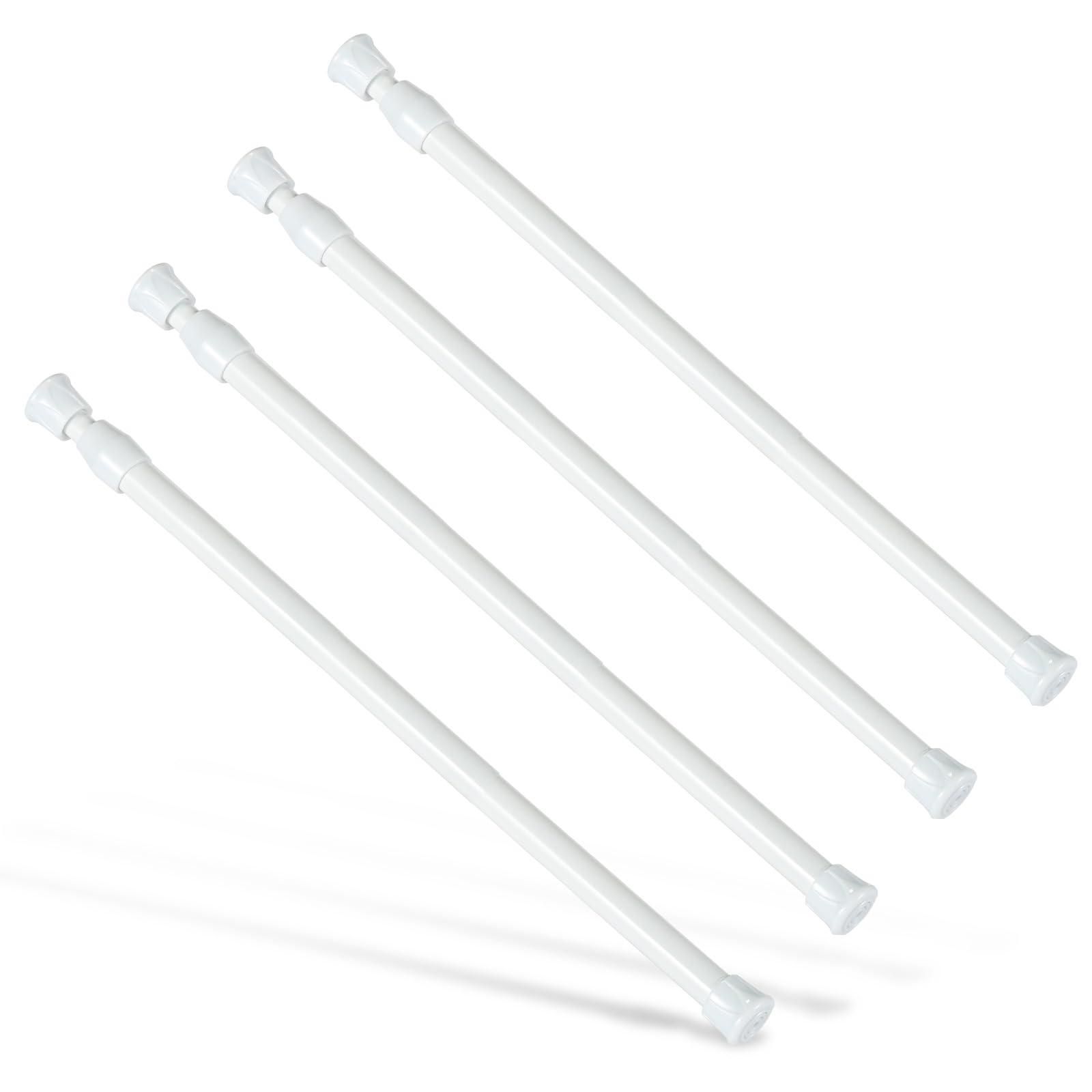4Pcs Tension Rod, Goowin Tension Rods for Windows, No Drilling Rustproof Spring Adjustable Tension Curtain Rod for Doors, Windows, Wardrobe Bars, Drying Support Rods (White, 40-70 cm-4 Pcs)