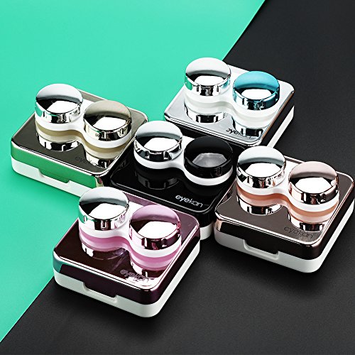 Contact Lens Box, Reflective Cover Contact Lens Case Set Cute Lovely Travel Kit Box (Rose)