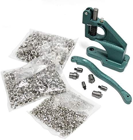 Hand Press Grommet Machine - Signstek 1500 Pcs Manual Punch Kit Grommet Tool with 3 Die Kit (#0, 2, 4)
