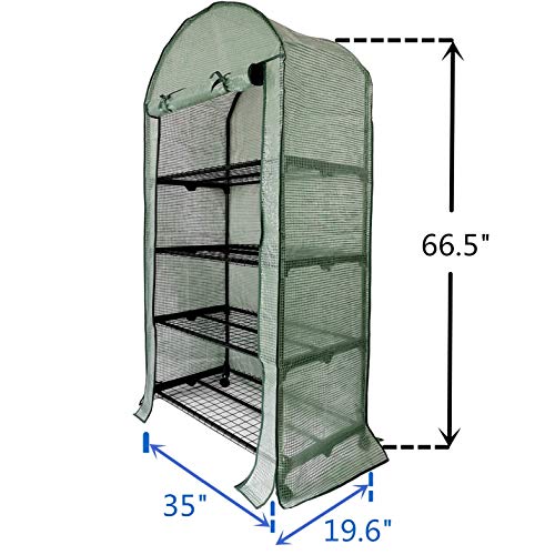OUTOUR Wider 35x19.6x66.5in 4 Tier Wider Portable Plant Mini Greenhouse Green House with Casters, for Growing Seeds, Seedlings, Tending Potted Plants, Garden Gardening Indoor Outdoor - Thumbnail 3