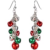 Christmas Earrings for Women Red Christmas Bells Dangle Earrings Green Christmas Tree Earrings Colorful Bell Earrings Christmas Jewelry for Women