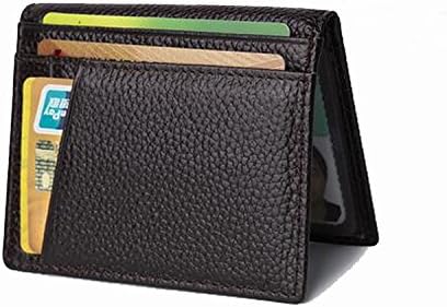 Front Pocket Wallet with Flip over ID Window Dancl Genuine Leather Slim Bifold Wallet for Men (Brown)