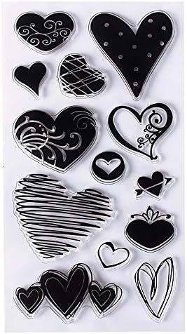 1 Pcs Clear Stamps Silicone For Card Making Christmas Craft Pattern Peacock Heart Transparent Stamp Seal Rubber Postage Design DIY Scrapbooking Photo Album Diary Decoration Supplies Gifts (Heart)