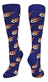 MadSportsStuff  Flaming Soccer Ball Over The Calf Socks39 (Royal/Medium)