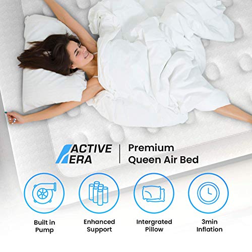 Active Era Premium Air Mattress - Elevated Inflatable Air Bed, Built-in Electric Pump, Raised Pillow, Structured Air-Coil Technology, 3 Minute Self Inflating (Queen 20")