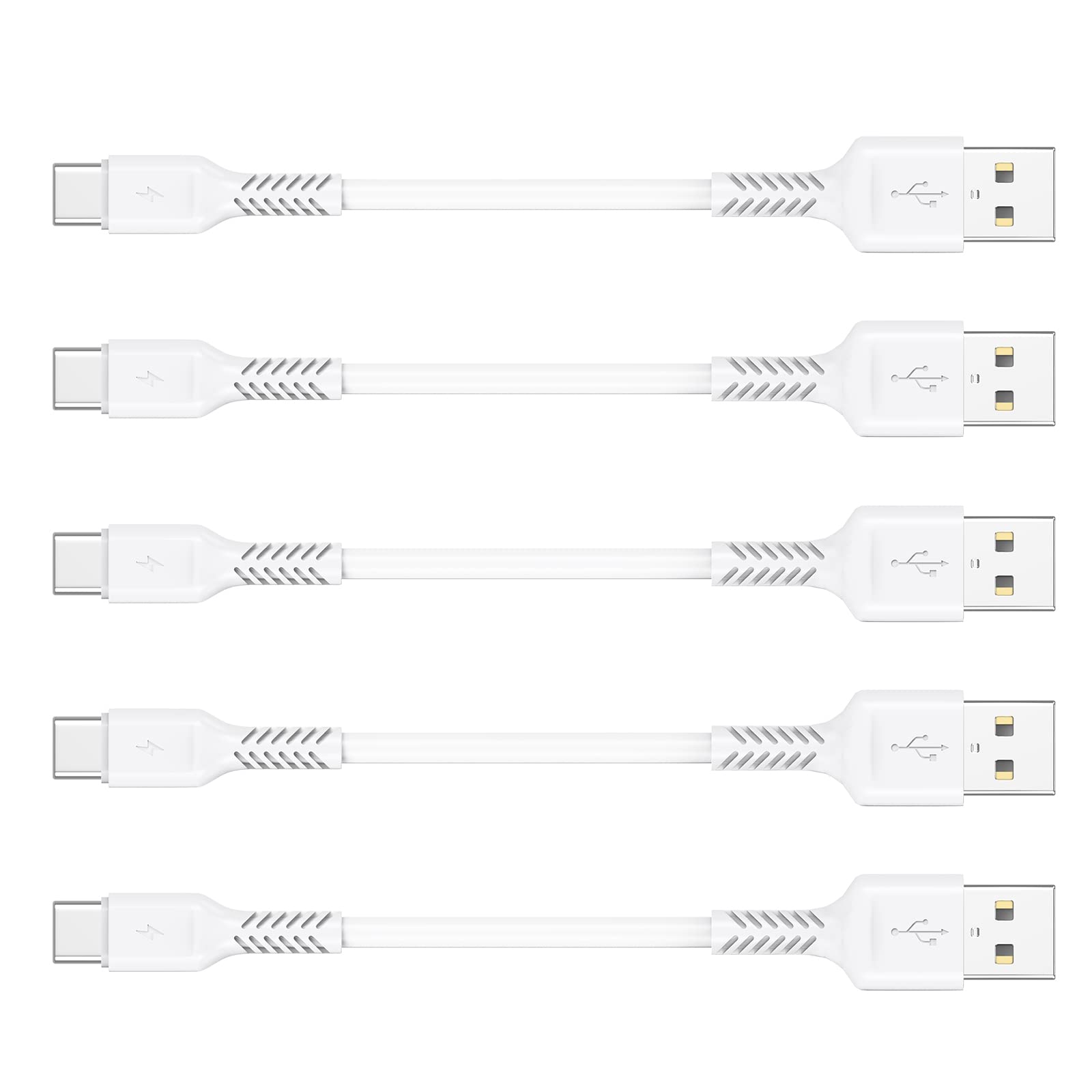 Photo 1 of 4 Inch USB C Cord Short 5 Pack Durable USB A to USB Type C Cable Fast Charging for Charging Station Compatible with Samsung Galaxy Note 10 20 S10 S20 A20 Plus LG (White)