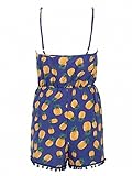 PERSUN Women's V-neck Pineapple Pom Poms Romper Playsuit