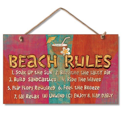 Beach Rules Wooden Sign Decor X