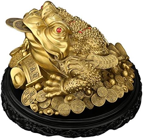 Brass Feng Shui Money Froglucky Ornaments Jin Chan Shop Opening Gift Living Room Wine Cabinet Desk Decorations Statue Attract Wealth Good Luck Golden Toad (Size : 21.5ร17cm)