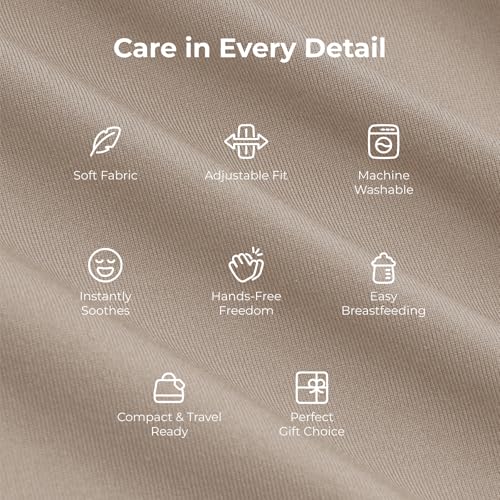 Momcozy Baby Wrap Carrier - Easy to Wear Infant Carrier Slings, Lightweight Hands Free Baby Sling, Adjustable Baby Wraps Carrier for Newborn to Toddler 8-35 lbs, Baby Travel Gear, Light Curry