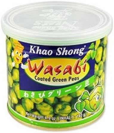 Wasabi Coated Green Peas - 4.9oz [6 units] by Khao Shong.