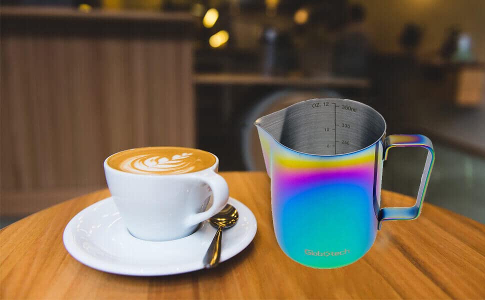 Espresso Accessories Milk Frother Cup - Stainless Steel Steaming Pitcher Coffee Foam Making Latte Art Froth Jug Small Creamer Pitcher Cappuccino 12 Oz Multicolor 350ml