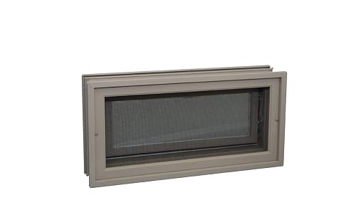 TAFCO WINDOWS 15.75 in. x 7.75 in. Hopper Vent with Screen for Glass Block Windo